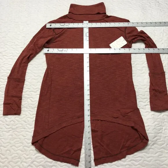 NWT Free People Small Red Orange Split Back Turtleneck Knit Top Tunic OB536113 - Picture 4 of 10